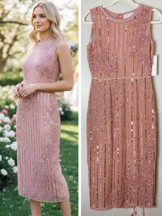 Mac Duggal Dresses & Skirts - MAC DUGGAL Dress 4 Pink Sequin Beaded Wedding Guest Mother of the Bride Cocktail